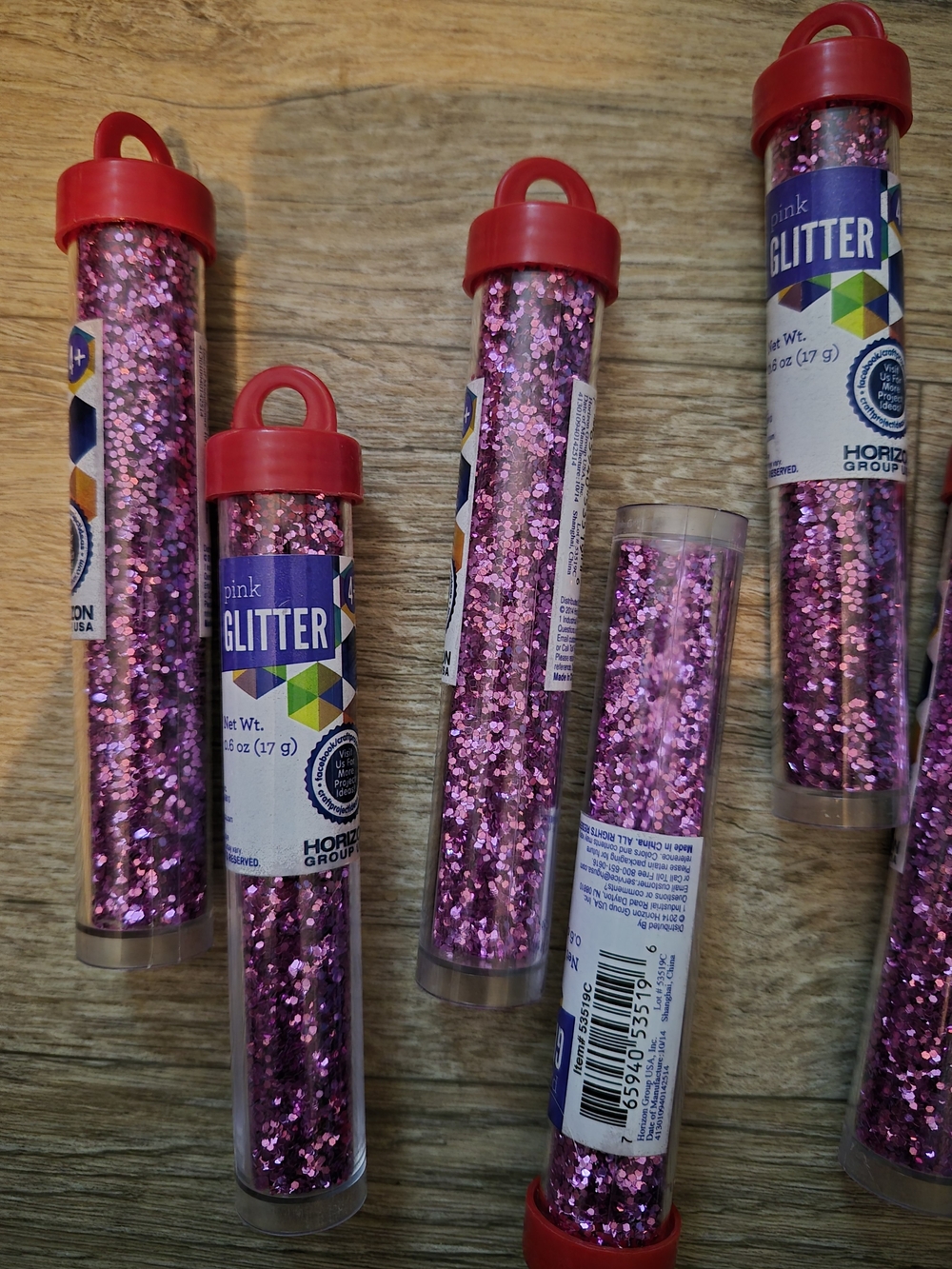 Pink Glitter Tubes by- HORIZON 6 Tubes For Party Crafts Projects Sparkle Glitter